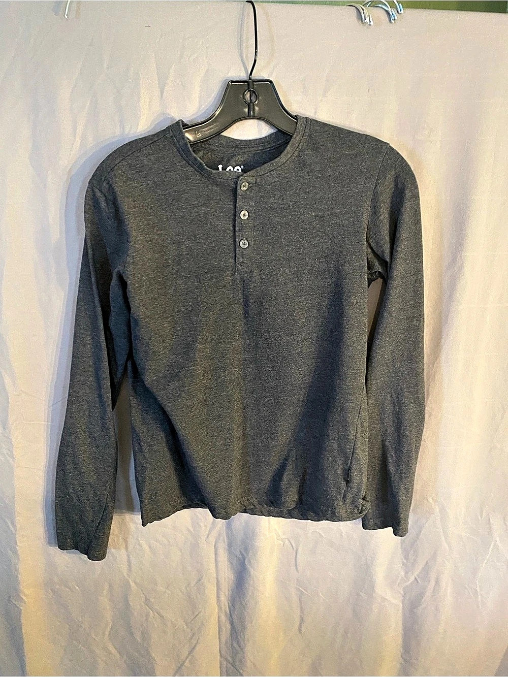 Lee Boys Long Sleeve Henley Gray Size Large